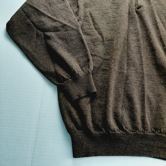 Fiii Men's Pullover Sweater Size Medium Brown Wool Knit Three Button Collared - Picture 3 of 5